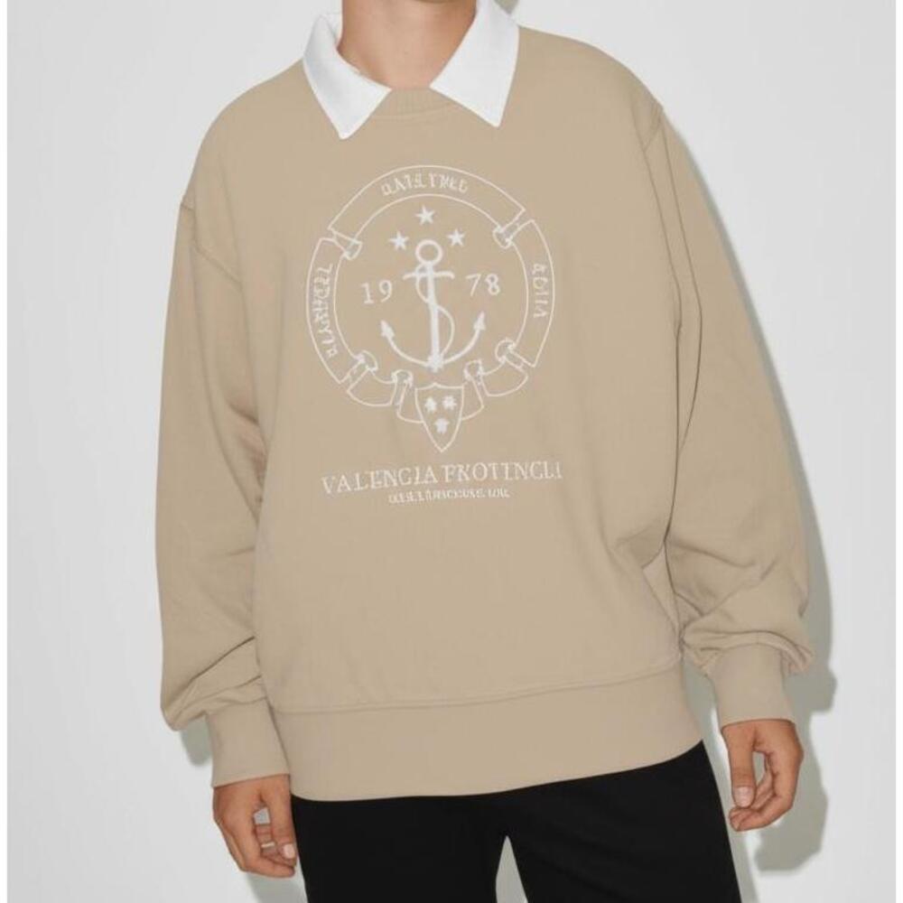 NEW‎ Hollister Mock Collar Unisex X Large Beige White Sailing Nautical Preppy